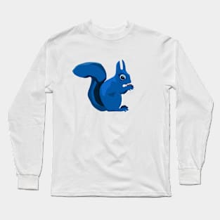 Blue Nibbling Squirrel Long Sleeve T-Shirt